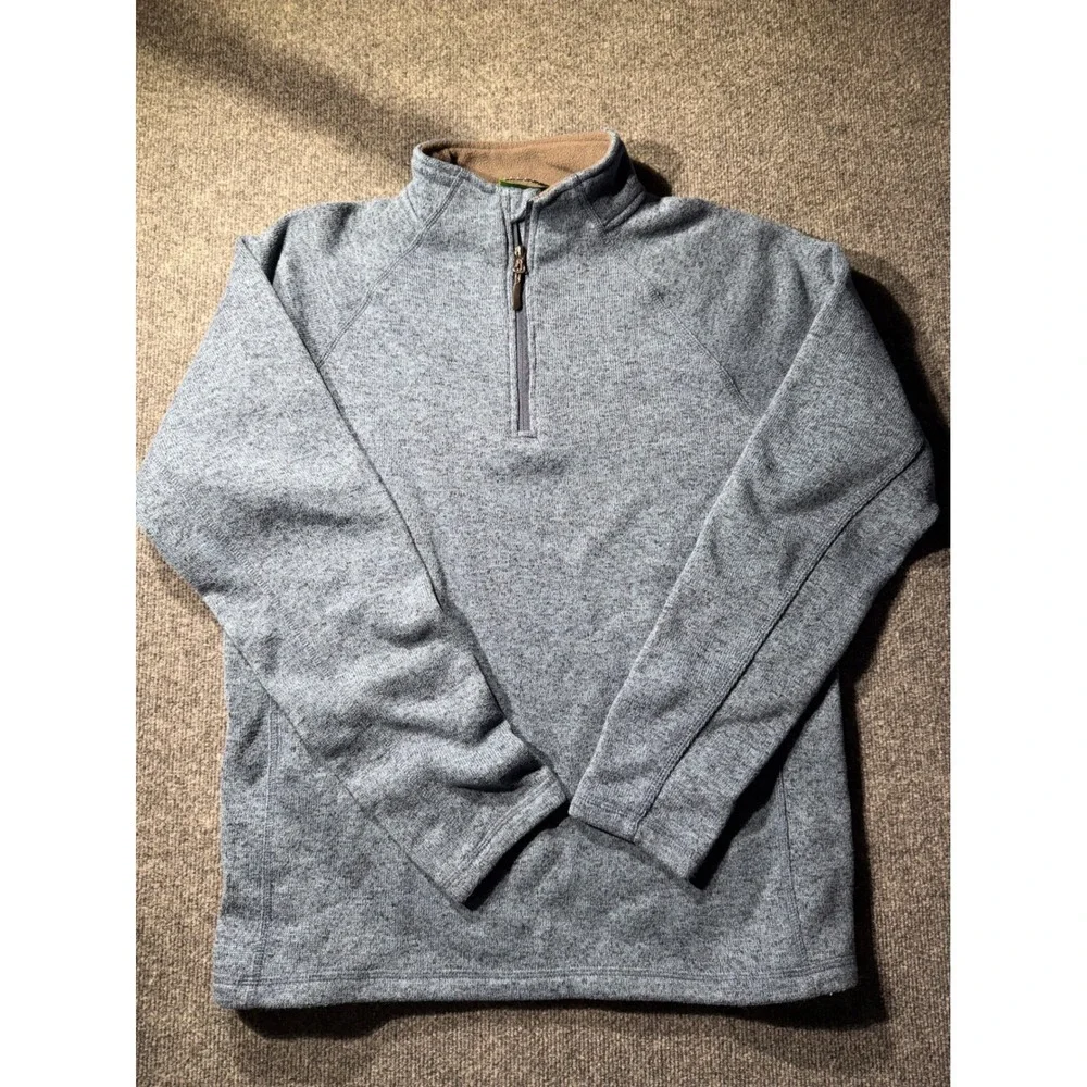 Stillwater Supply Co Mens Large Blue Heathered Quarter Zip Fleece Lined Sweater